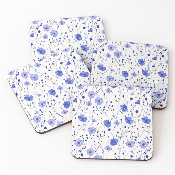 Item preview, Blue Flowers Pattern on White Background designed and sold by celiacreatec.