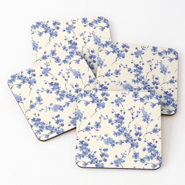 Item preview, Pattern of Blue Flowers and Branches on Light Background designed and sold by celiacreatec.