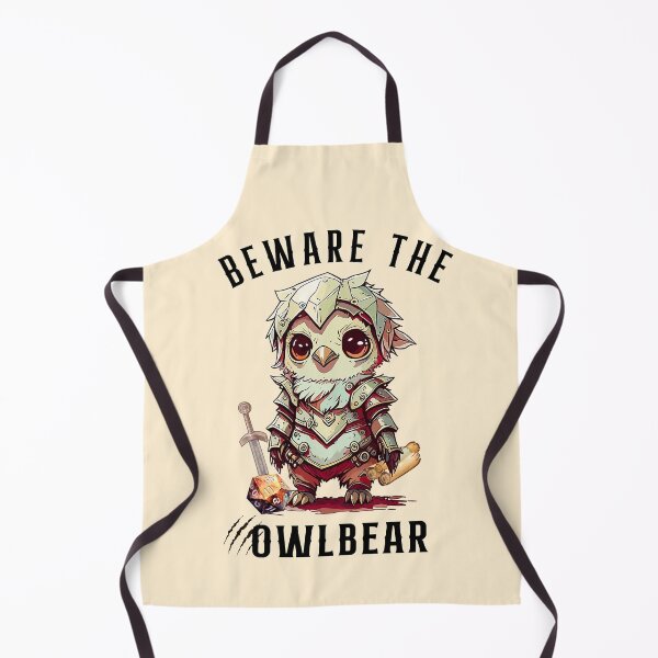 Item preview, OWLBEAR: Beware the owlbear, cute dnd adventurer with armour sword and d20 dice designed and sold by DungeonAtelier.