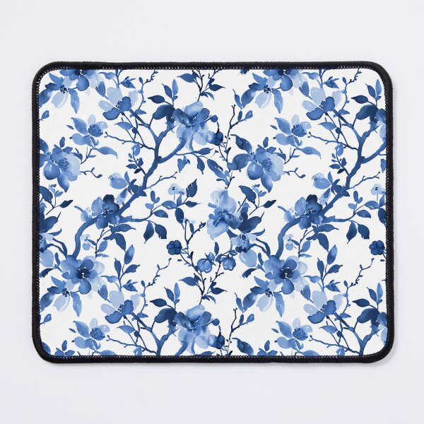 Item preview, Pattern of Flowers and Branches in Blue Tones designed and sold by celiacreatec.