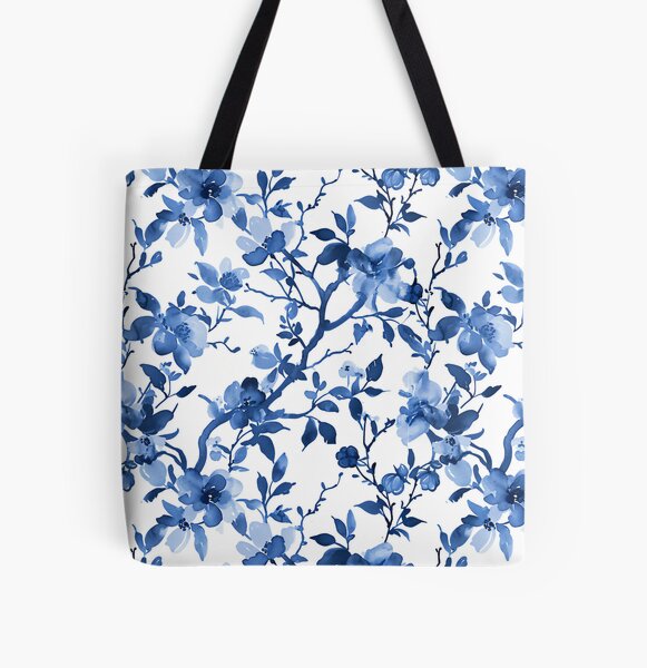 Item preview, Pattern of Flowers and Branches in Blue Tones designed and sold by celiacreatec.