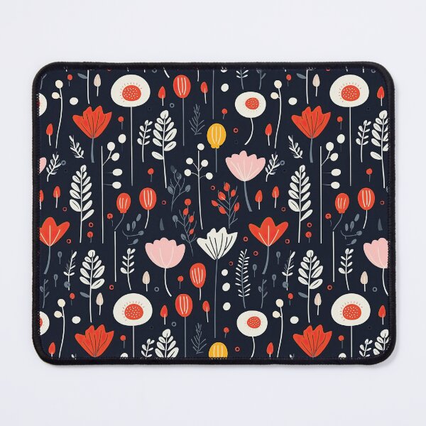 Item preview, Scandinavian flower leaf pattern in black designed and sold by Bubblegirl17.