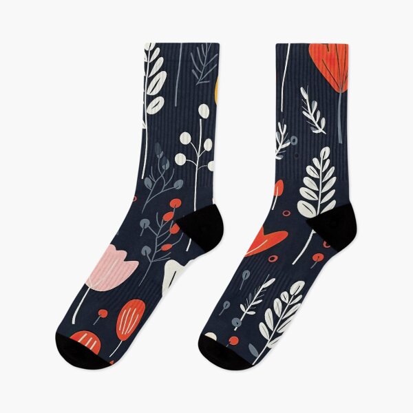 Item preview,  Scandinavian flower leaf pattern in black designed and sold by Bubblegirl17.