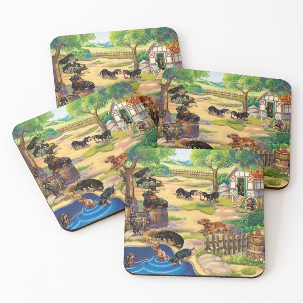 Item preview, Dachshunds Playing Around The House And Swimming In The Pond designed and sold by Clitus.