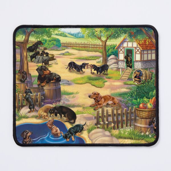 Item preview, Dachshunds Playing Around The House And Swimming In The Pond designed and sold by Clitus.
