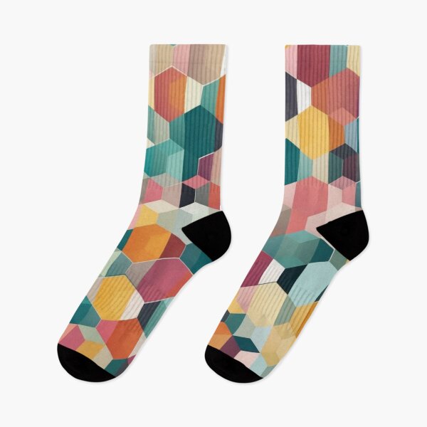 Item preview, hexagonal mosaic color block pattern pastel tone designed and sold by JangmiHorang.