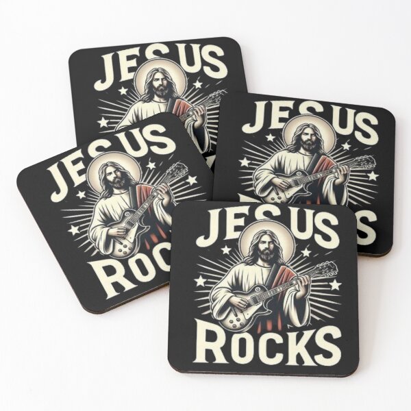 Item preview, "Metal Jesús Rocas". divertido Jesús tocando la guitarra eléctrica designed and sold by Obinne.