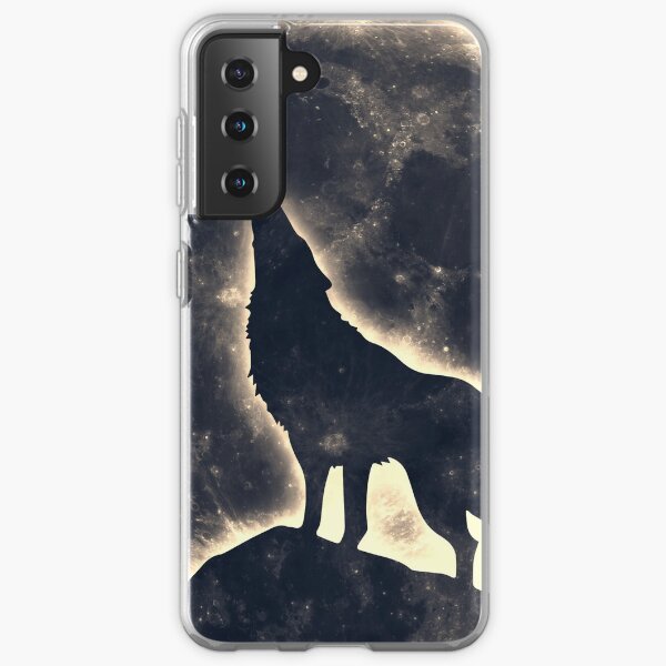 Wolf, moon, fantasy, wild, dog, wolves Samsung Galaxy Soft Case