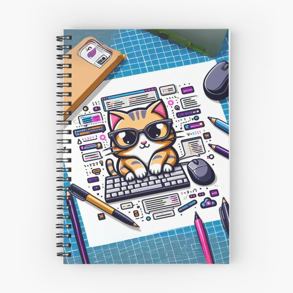 Item preview, Cute coder cat sitting on the keyboard - A perfect design for cat lover programmers, for their journals and phone covers designed and sold by VenomKage.