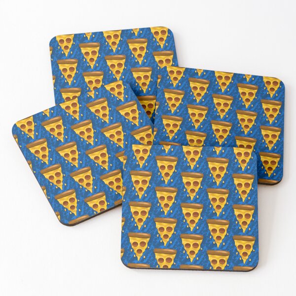 Item preview, Pizza Slice with Highlights and Shadows, Blue Background, by Zeesdesign on Redbubble designed and sold by ZEESDESIGN.