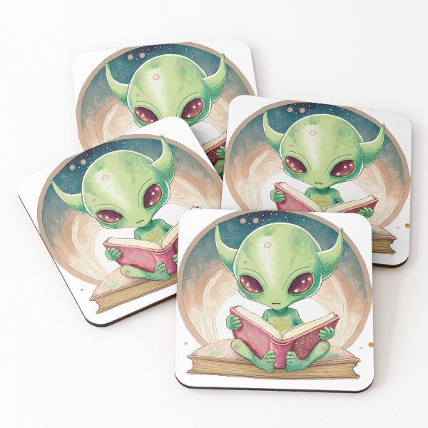Item preview, Sweet little alien reading a book designed and sold by UFOFashionista.