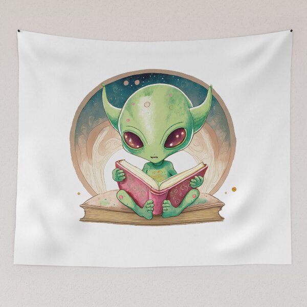 Item preview, Sweet little alien reading a book designed and sold by UFOFashionista.
