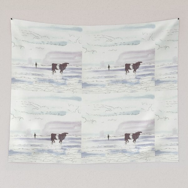 Item preview, Belted Galloway Cow Painting Surreal Seascape designed and sold by MikeJory.
