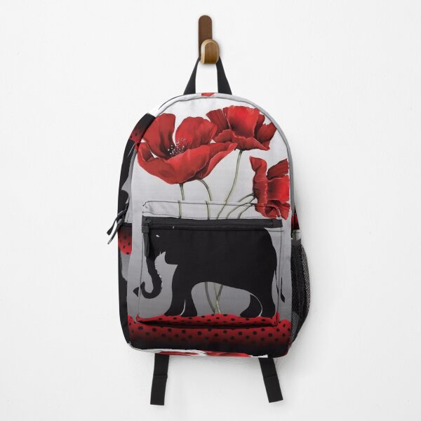 Item preview, Elephant and red poppies designed and sold by M-Y-A-R-T-.