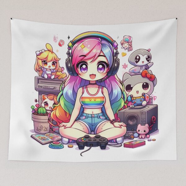 Item preview, Manga girl gaming designed and sold by Kasta1989.