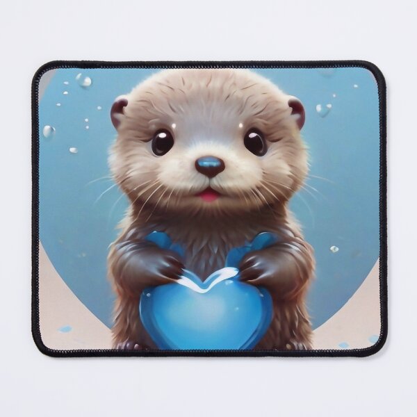 Item preview, Baby otter with a blue heart designed and sold by M-Y-A-R-T-.