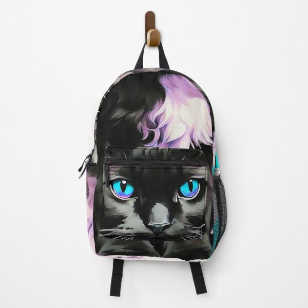 Item preview, Mysterious Grumpy Black Cat Oil Painting Turquise Flowers designed and sold by SassyArtistry.