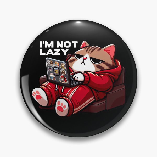 Artikelvorschau, Ich bin nicht faul Meme Chubby Tabby Cat Relaxing Laptop Comfy Sofa entworfen und verkauft von plushism.