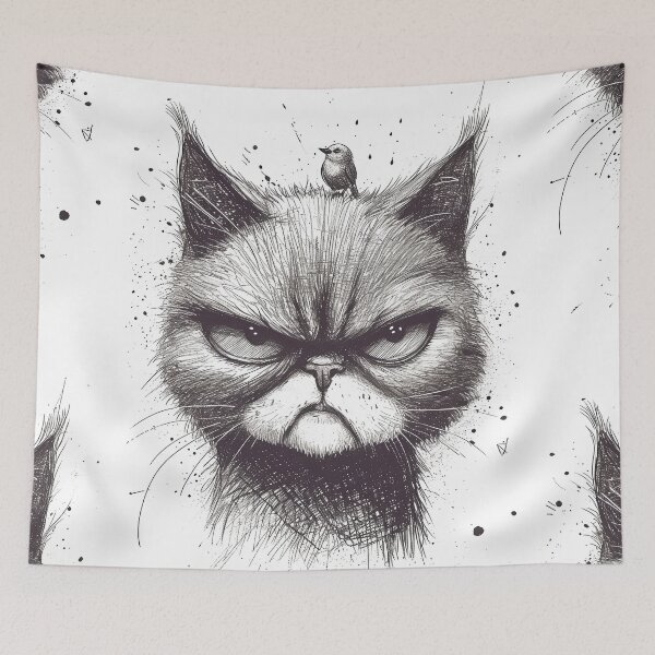 Item preview, Annoyed Cat in a Canary Hat: Minimalistic Expression designed and sold by Piotrek0001.