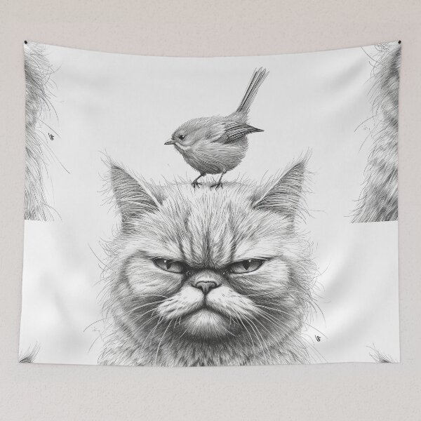 Item preview, Annoyed Cat in a Canary Hat: Minimalistic Expression designed and sold by Piotrek0001.