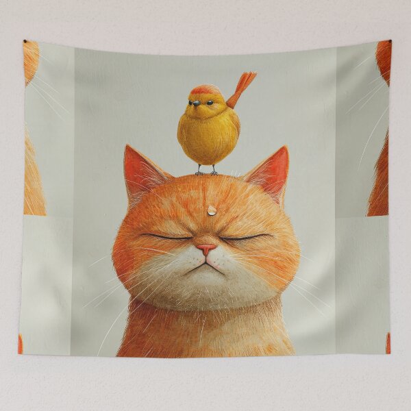 Item preview, Annoyed Cat in a Canary Hat: Minimalistic Expression designed and sold by Piotrek0001.