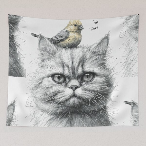 Item preview, Annoyed Cat in a Canary Hat: Minimalistic Expression designed and sold by Piotrek0001.