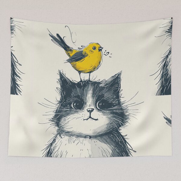 Item preview, Annoyed Cat in a Canary Hat: Minimalistic Expression designed and sold by Piotrek0001.