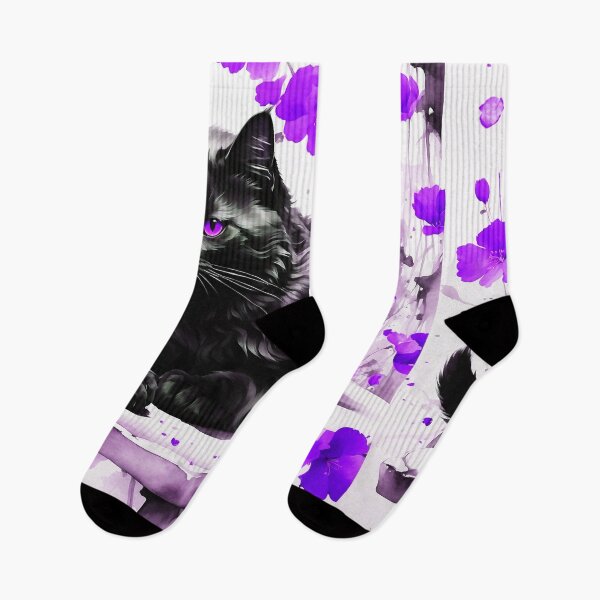 Item preview, Purple Poppy Black Cat - Oil Painting In Chinese Art Style designed and sold by SassyArtistry.