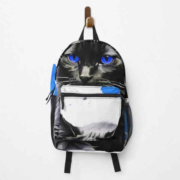 Item preview, Dark Blue Poppy Black Cat - Oil Painting In Chinese Art Style designed and sold by SassyArtistry.