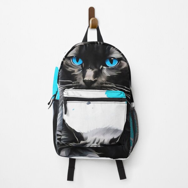 Item preview, Turquoise Poppy Black Cat - Oil Painting In Chinese Art Style designed and sold by SassyArtistry.