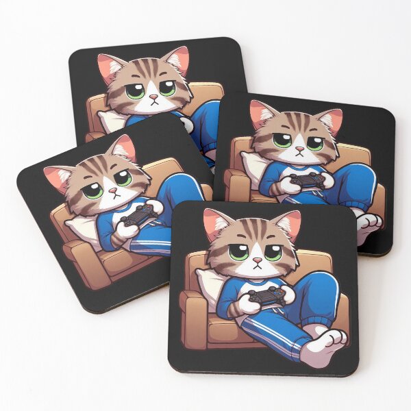 Item preview, Tabby Cat Playing Game Relaxing Comfy Sofa designed and sold by plushism.