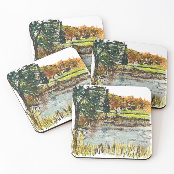 Item preview, The Lake at Trentham Gardens - Mixed Media Urban Sketch designed and sold by paleheather.