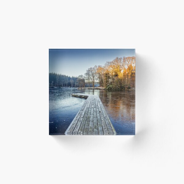Item preview, Jetty at Shearwater Lake, in wintry golden morning light  designed and sold by Victoria Ashman.