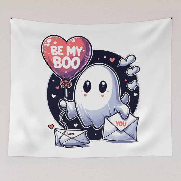 Item preview, Be My Boo - Adorable Ghost with Love Balloon designed and sold by Designowner.