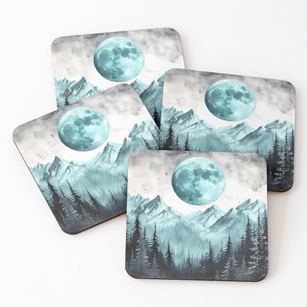 Item preview, Stunning landscape with turquoise moon and mountains designed and sold by randrdesign.