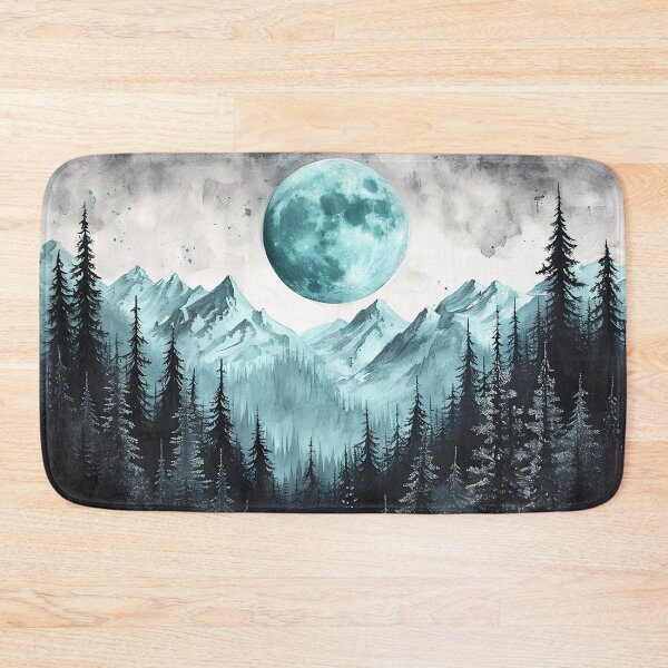 Item preview, Stunning landscape with turquoise moon and mountains designed and sold by randrdesign.