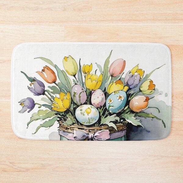 Item preview, Happy Easter - Easter bunny, Easter eggs and flowers V61 designed and sold by DreamingAwake1.
