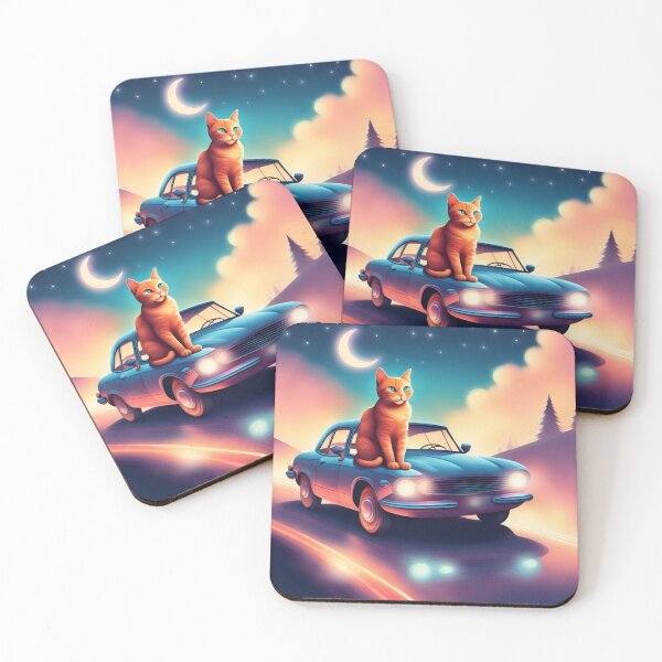 Item preview, A cute cat sitting on a taxi in the moonlight designed and sold by designerTurker.