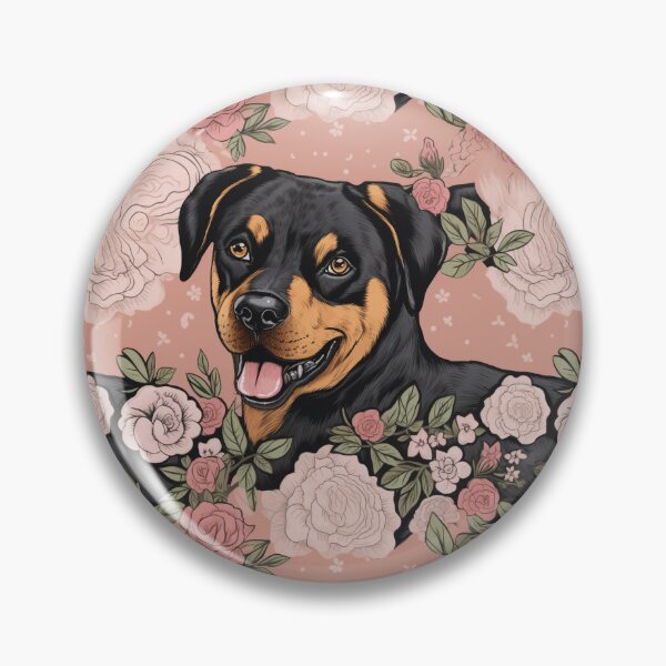 Artikelvorschau, Rottweiler-Muster, Blumen, Ästhetik, Dogart entworfen und verkauft von whiteraven-shop.