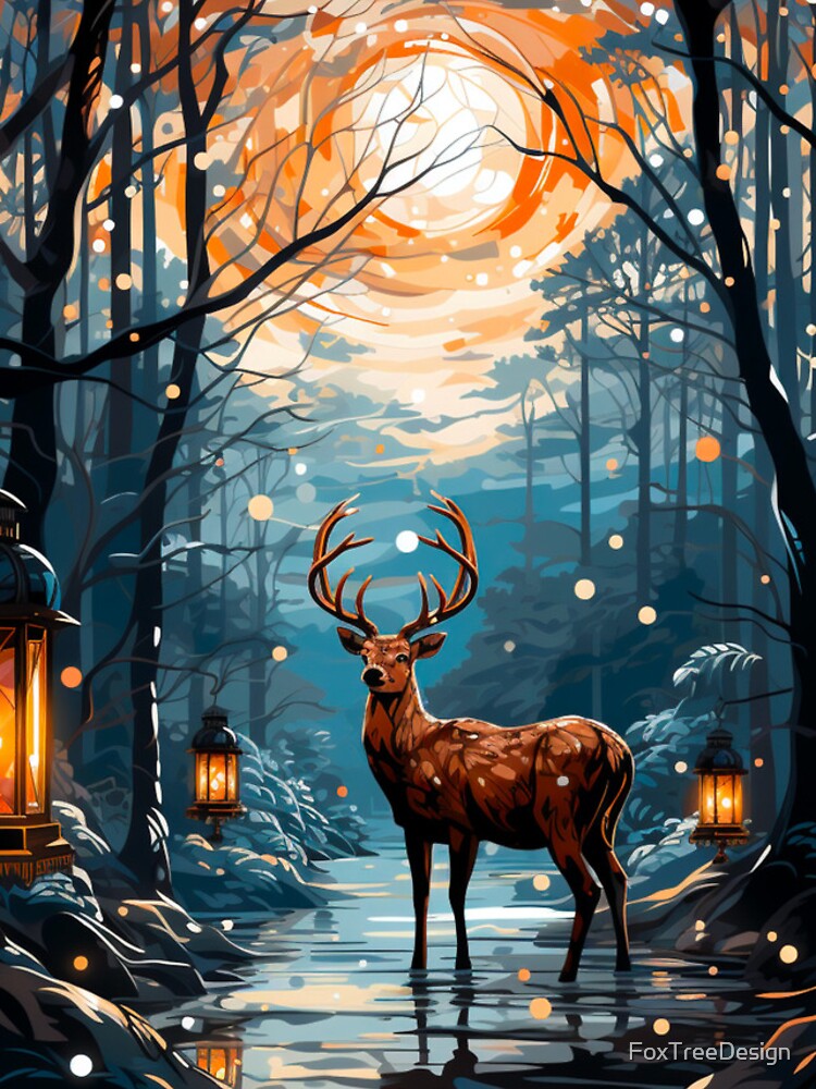 Thumbnail 4 of 4, iPhone Case, Stag In The Lantern Forest designed and sold by FoxTreeDesign.
