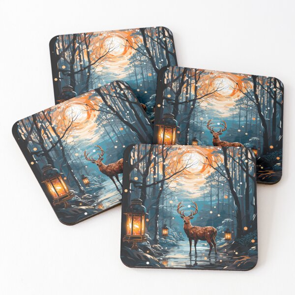 Item preview, Stag In The Lantern Forest designed and sold by FoxTreeDesign.