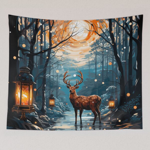 Item preview, Stag In The Lantern Forest designed and sold by FoxTreeDesign.