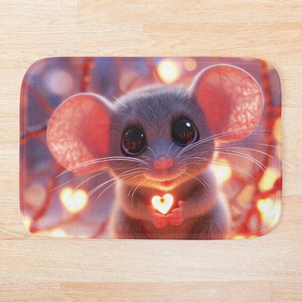 Aperçu de l'œuvre Un petit rat amoureux avec un joli cœur lumineux créée et vendue par Fantasyplus.