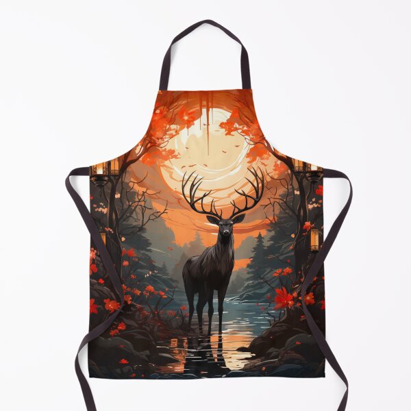 Item preview, Black Stag In The Floral Lantern Forest designed and sold by FoxTreeDesign.
