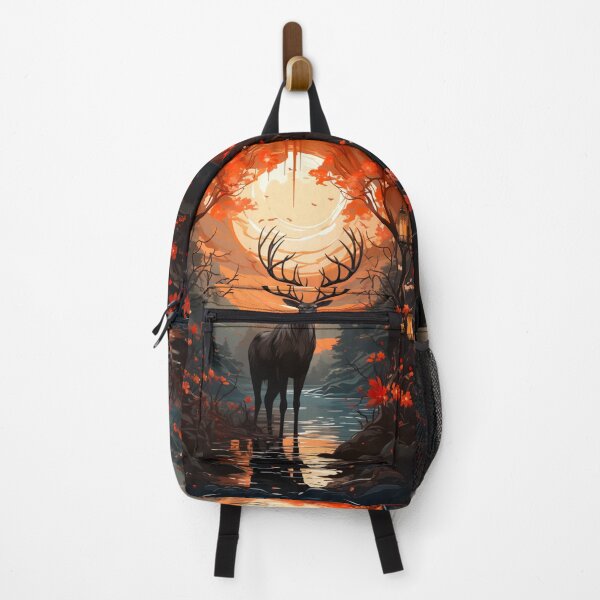 Item preview, Black Stag In The Floral Lantern Forest designed and sold by FoxTreeDesign.