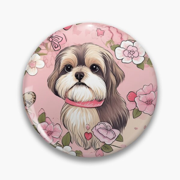 Artikelvorschau, Shih Tzu Muster, Blumenmuster, Ästhetik, Dogart entworfen und verkauft von whiteraven-shop.