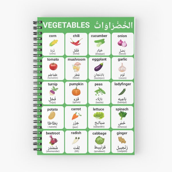 Item preview, Bilingual Vegetable Names - Arabic and English Learning Design designed and sold by Alnazie.