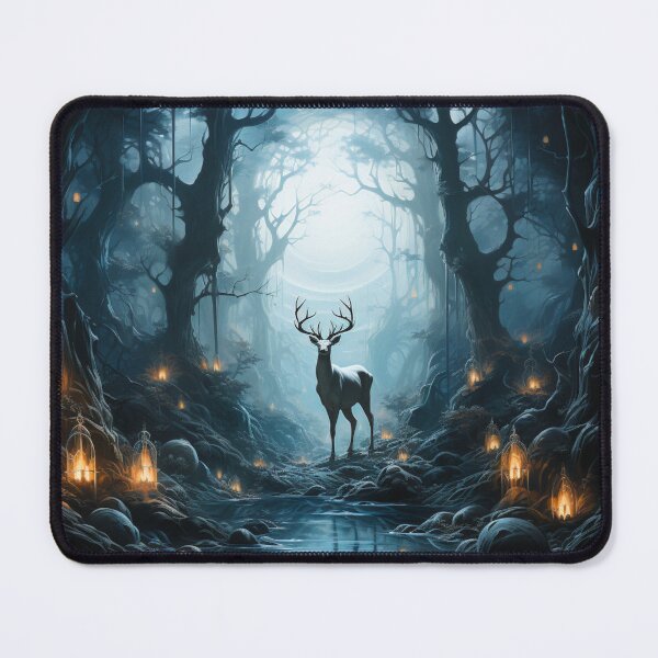 Item preview, Ethereal White Stag In The Floral Lantern Forest designed and sold by FoxTreeDesign.