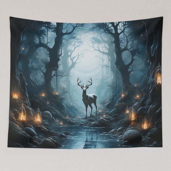 Item preview, Ethereal White Stag In The Floral Lantern Forest designed and sold by FoxTreeDesign.