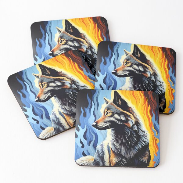 Item preview, Wolf and Colourful Fire, Ai Generated Art  designed and sold by ACC .